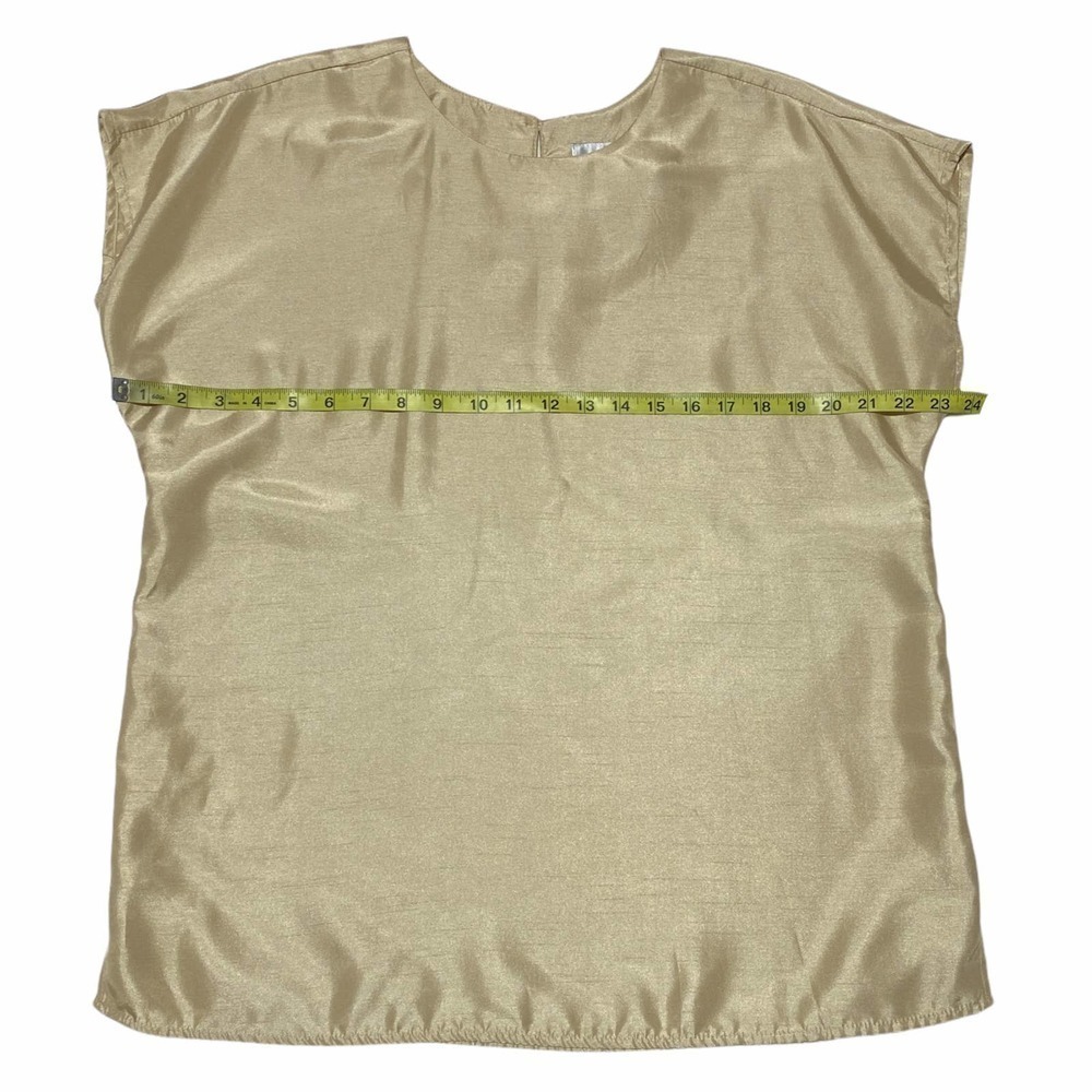 MAGGIE Sweet Champagne Colored Short Sleeve Satin Pajama Top & Bottom Set - Picture 6 of 13